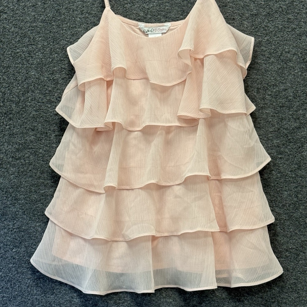 Y2K Candies Pink Peach Layered Ruffled Camisole Top Size S Adjustable Straps
